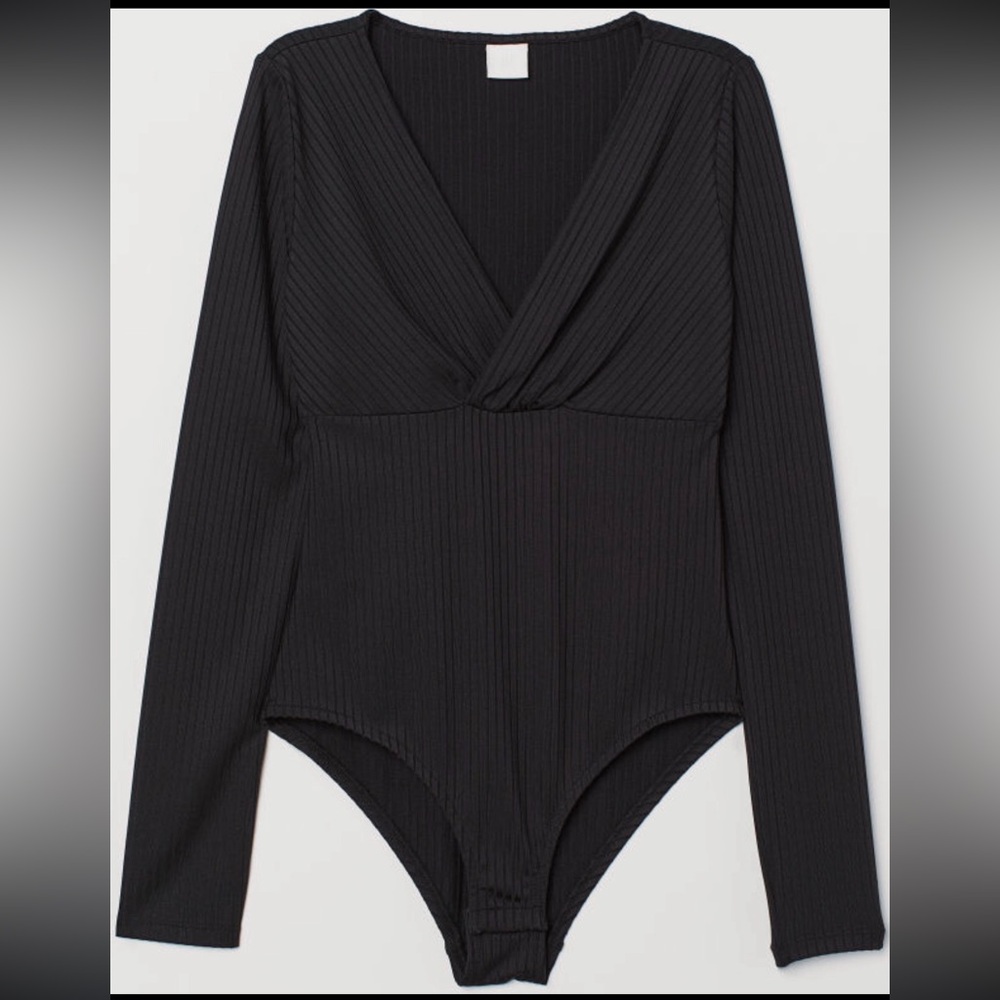 H&M Black Ribbed Bodysuit